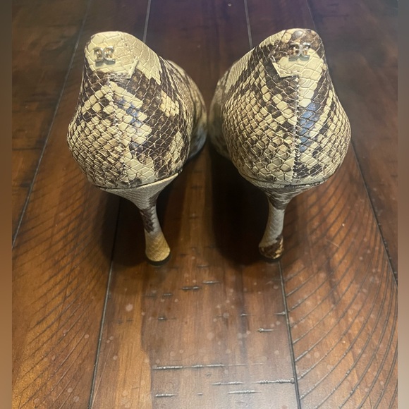 Sam Elderman snake skin Hazel Pointed Toe Heels. Pump. Size 9 Brown & Black - Picture 2 of 7